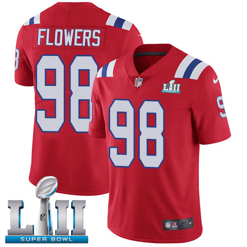 Nike Patriots #98 Trey Flowers Red Alternate Super Bowl LII Men's Stitched NFL Vapor Untouchable Limited Jersey - Click Image to Close